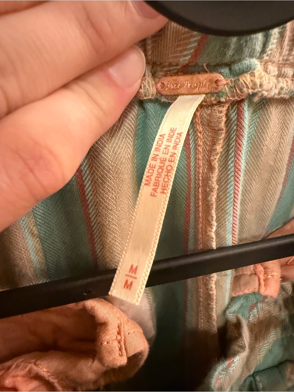 Free People Green and Beige Striped Drawstring Joggers - Picture 2 of 3